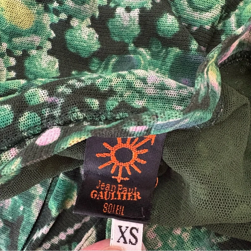 Vintage 90s Jean Paul Gaultier Soleil XS Extra Small Button Down Mesh Top Shirt - Picture 6 of 7
